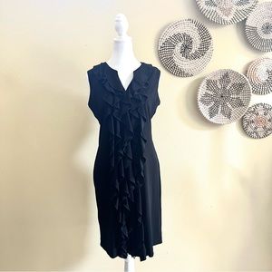 Calvin Klein Sleeveless Knee Length Black Dress with Ruffles
